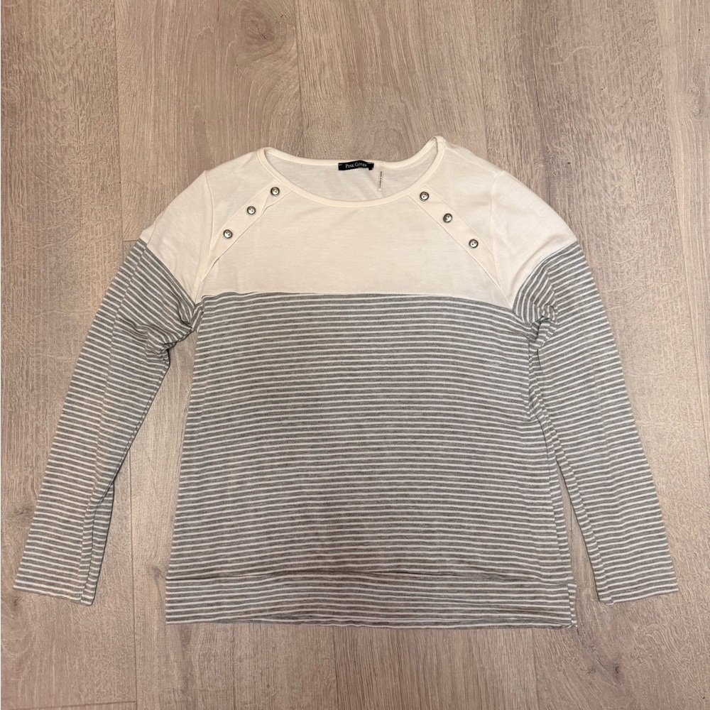 Pink Clover Cream and Striped Top